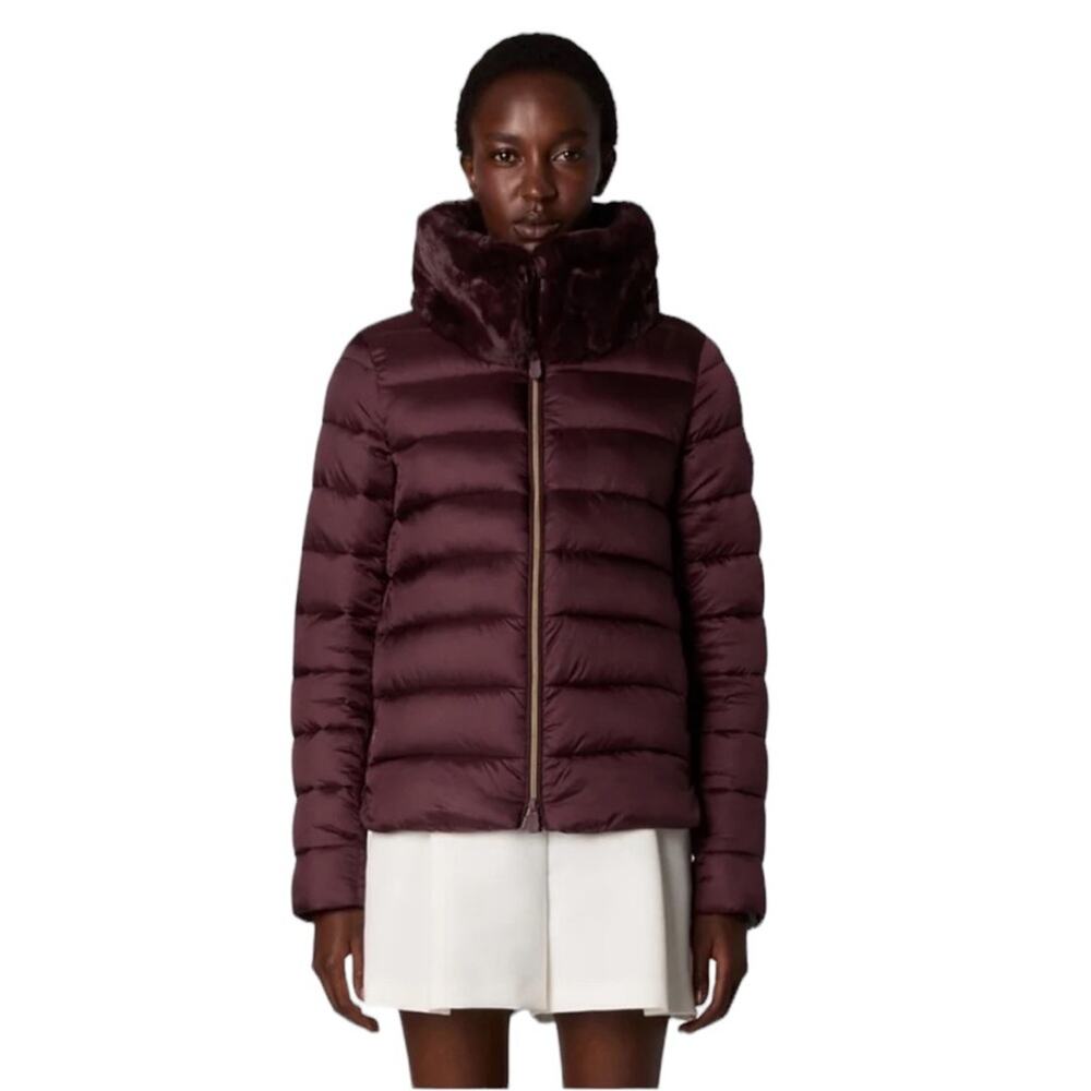 SAVE THE DUCK Burgundy Puffer Hoodie